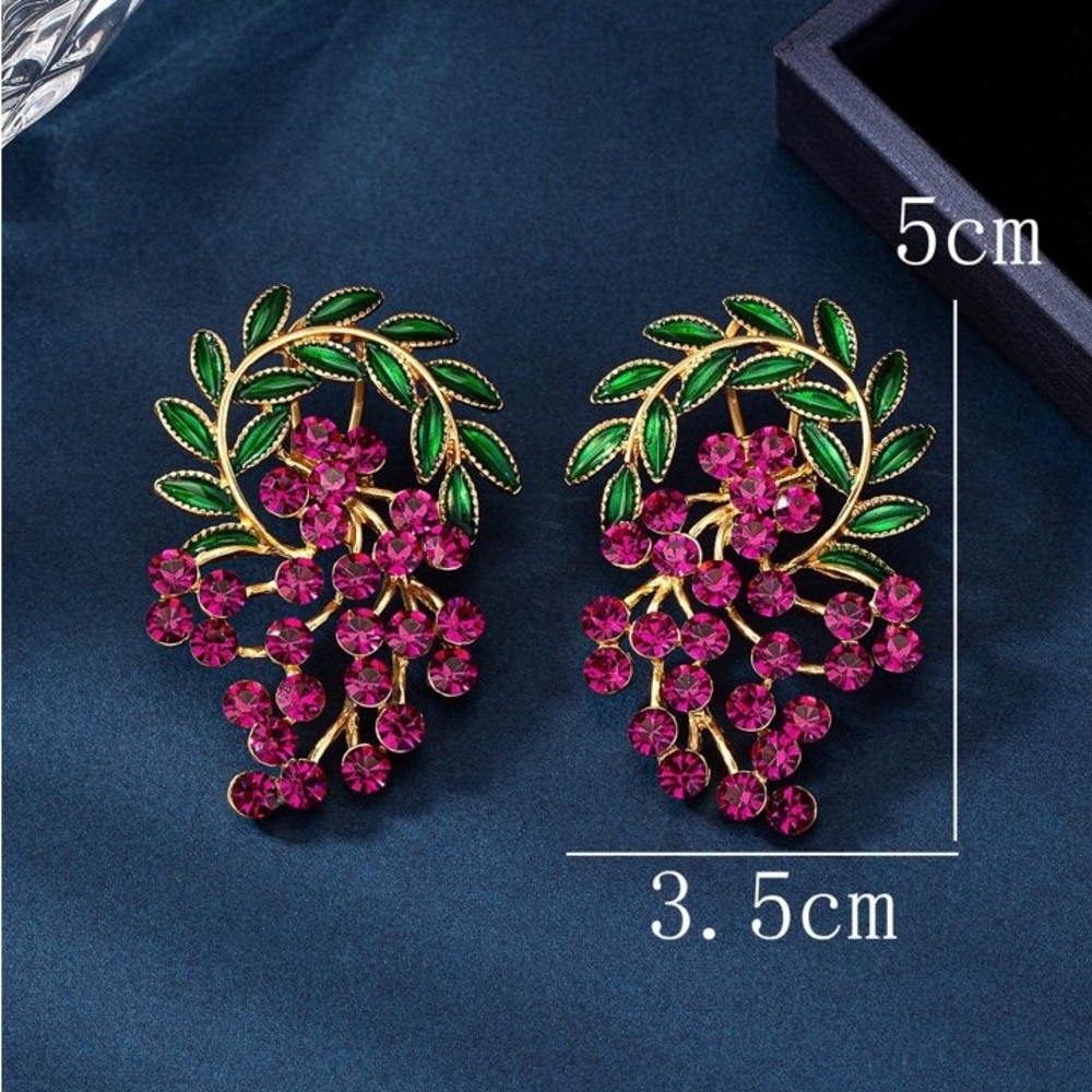 Kirks Folly Gold Tone Purple Grape Rhinestone Stud Earrings NWOT